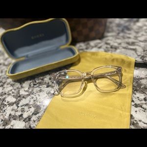 Gucci Blue Light Glasses *clear frame with gold detailing*